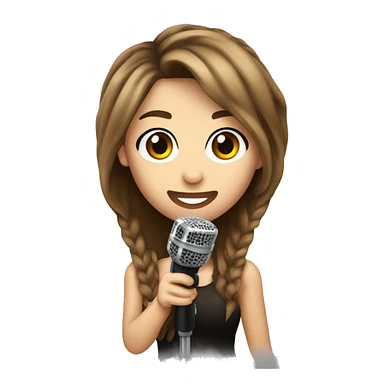 miley cyrus with long brown hair holding a microphone sticker