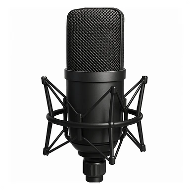 a music studio microphone, detailed, professional, modern design, isolated on white, no background sticker