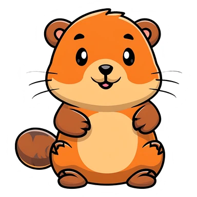 friendly cartoon beaver with flat tail sticker