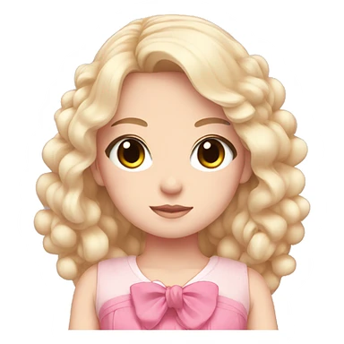 Doll in anime style with pink dress  and bows in hair sticker