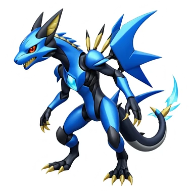 Modern Futuristic Cyber-Greymon-Greninja-Zeraora-Pokémon-Digimon-Fakémon-fusion-hybrid-creature sticker