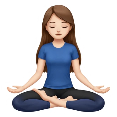 Brown long haired white girl with closed eyes in dark blue leggings and a black t-shirt sits on the splits sticker