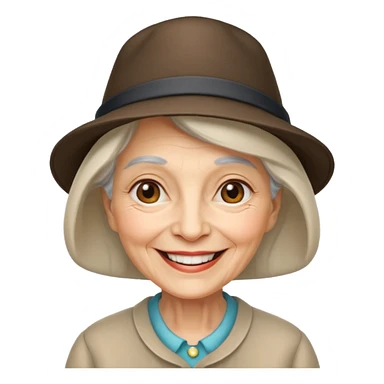 eldery woman with hat sticker