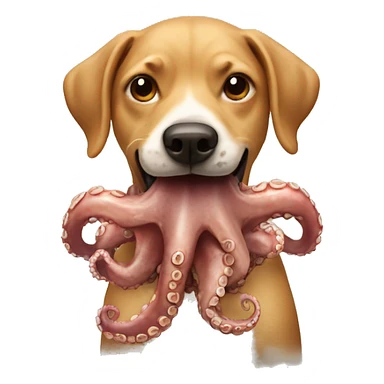 dog eating octopus  sticker