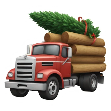 wood truck with a Christmas tree in the back sticker