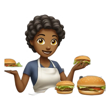 Women cooking hamburguer sticker