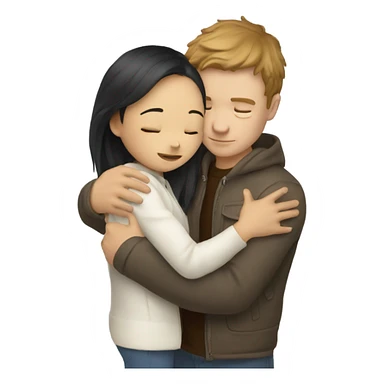 asiangirl hugs whiteboy sticker