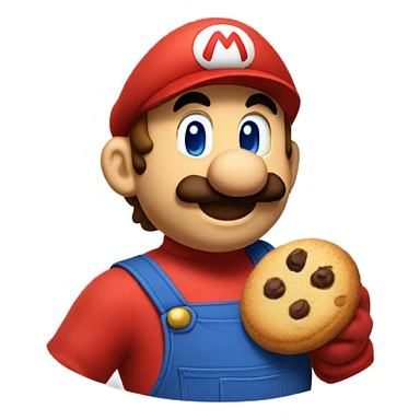 Mario as t shirt red and blue eating a cookie sticker