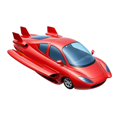 red flying car in the sky sticker