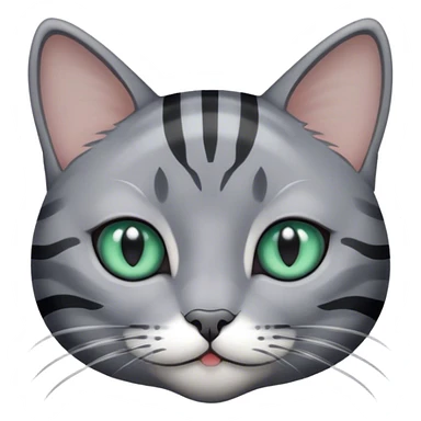 gray cat with black stripes, white paws, blue-green eyes sticker