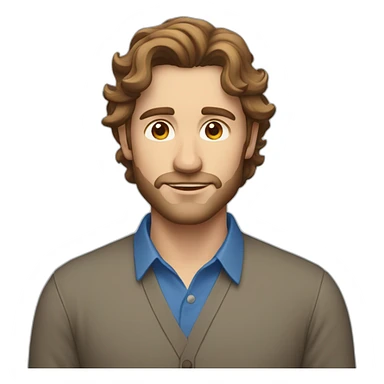 White handsome Man with brown wavy hair and blue shirt in profile sticker