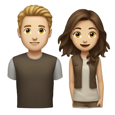 Brown haird asian girl with brown hair white guy sticker