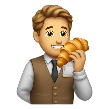 man eating croissant sticker