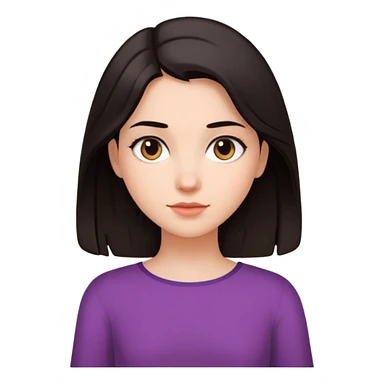 A girl mid length dark hair reaching her shoulders  sticker