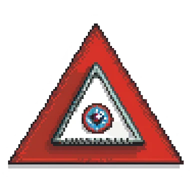 Illuminati triangle symbol with eye in center, black and red color scheme sticker