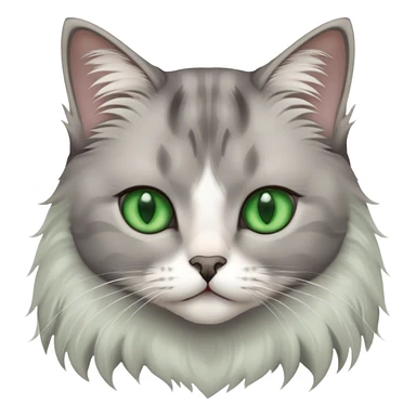 cat, green eyes, grey and white, britsh long hair sticker