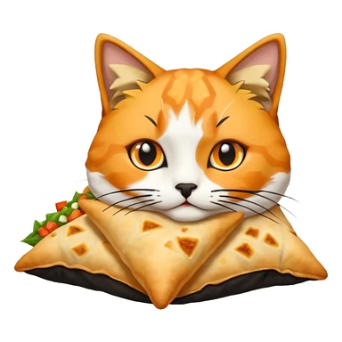 calico cat eating samosa sticker