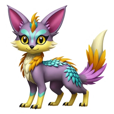 Colorful Exotic Meloetta-Lykoi-Sergal-Renamon-Pokémon-Digimon-Fakémon-fusion-hybrid-creature sticker
