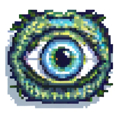pixel art eye, blocky pixels, limited color palette sticker