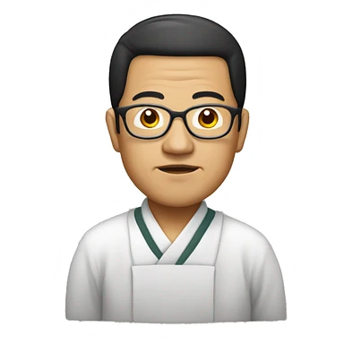 old hmong priest with black hair, and glasses sticker