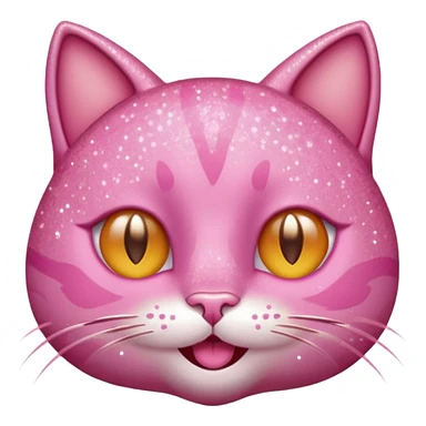 glitter pink cat happy winking sticker