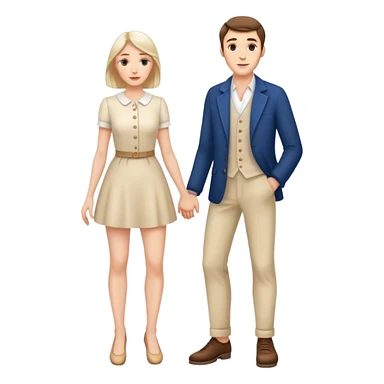 french pair men and woman photorealistic standing on feet sticker