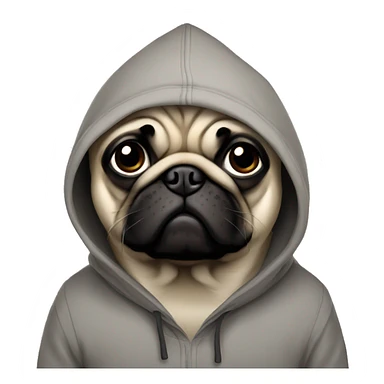 Pug with a hoodie sticker