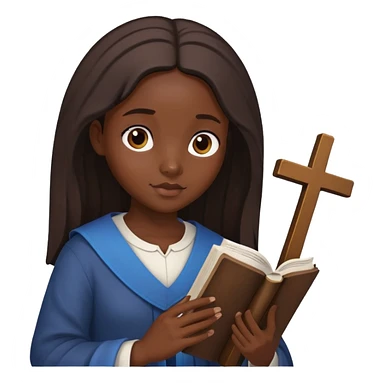 dark black girl reading Bible cross sticker