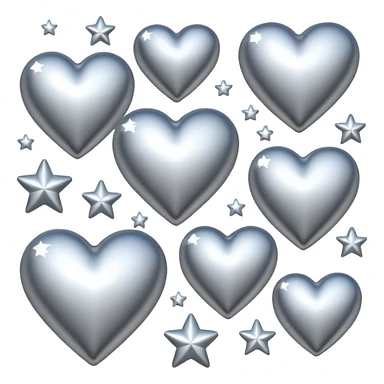 Silver hearts and stars sticker