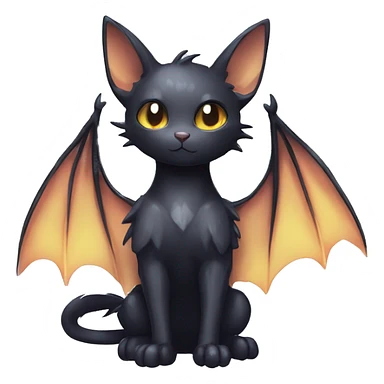 Shiny Shy Cool Black beautiful fantasy Kawaii Ethereal Sona Fakemon-bat-cat-animal Full Body sticker