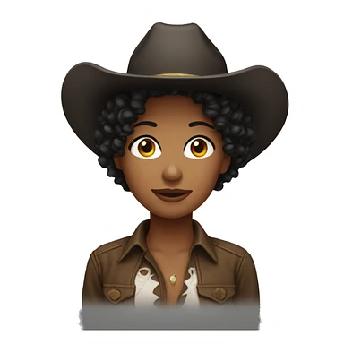 Dark short curly hair cowgirl sticker