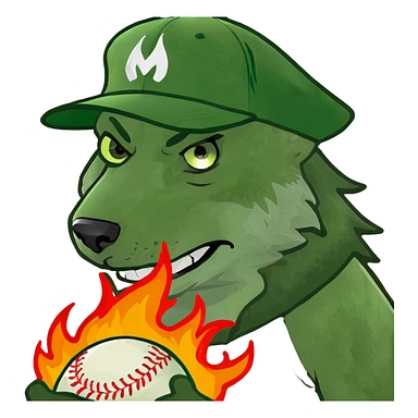 Wolf with fire around it and a softball sticker