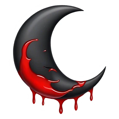 Black crescent moon with blood dripping from it  sticker