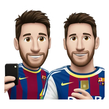 Messi taking a selfie with an iPhone sticker