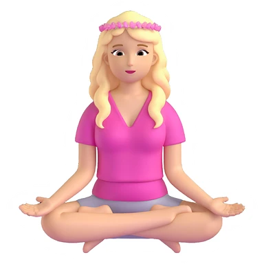 Blonde woman angel with long hair meditating with pink hair accessories sticker
