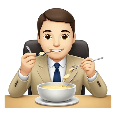 Bank manager eating Fondue sticker