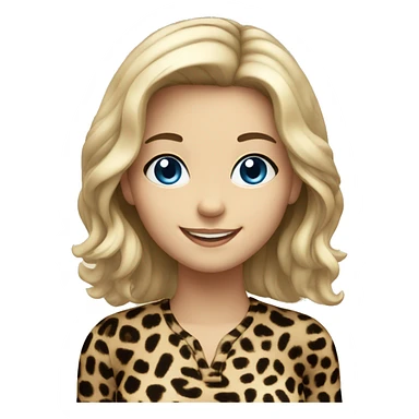 smiling girl in leopard print with black hair blue eyes sticker