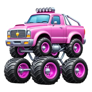 Big car monster truck with big wheels, pink sticker