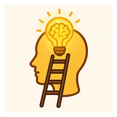 emoji representing intellectual advancement: a ladder ascending towards an illuminated mind sticker