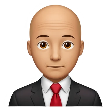 bald with red necktie sticker