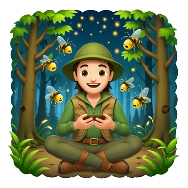 forest rogue laughing while fireflies scatter sticker
