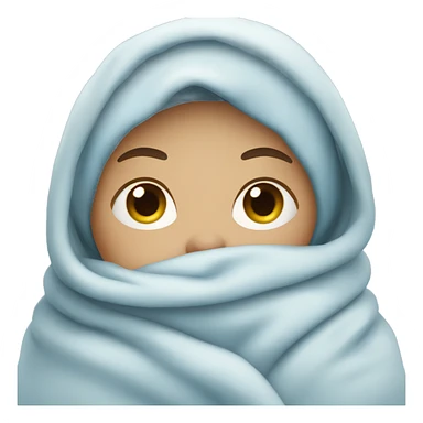 Cold woman’s with blue face wrapped in blanket sticker