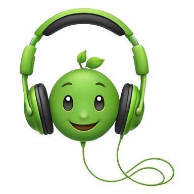 smiling green pea with headphones sticker