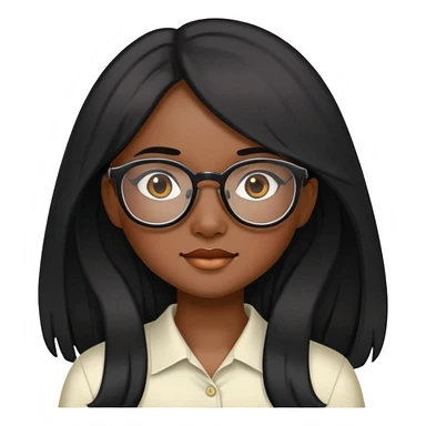 young Vietnamese girl head with long black hair and glasses sticker