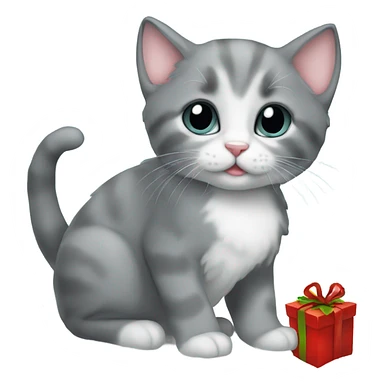adorable grey tuxedo christmas kitten sticker