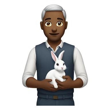 A man with a rabbit in his hands sticker
