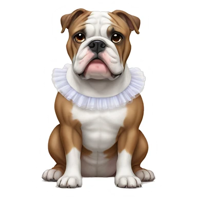Brown and white English bulldog wearing tutu  sticker