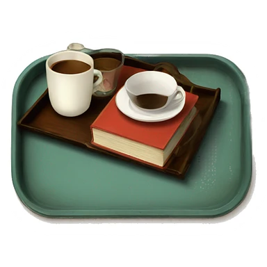 vintage tray with book and coffee  sticker