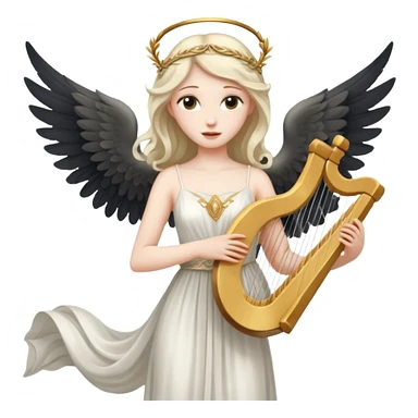 Muse of inspiration with wings and a lyre in her hand sticker