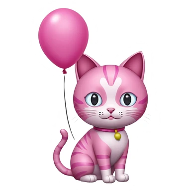 Make a pink cat with a balloon head, no the head is a balloon with the details of the cat head on the balloon head, make the body visible enough to where it’s big enough to be roughly the size of a cat body sticker